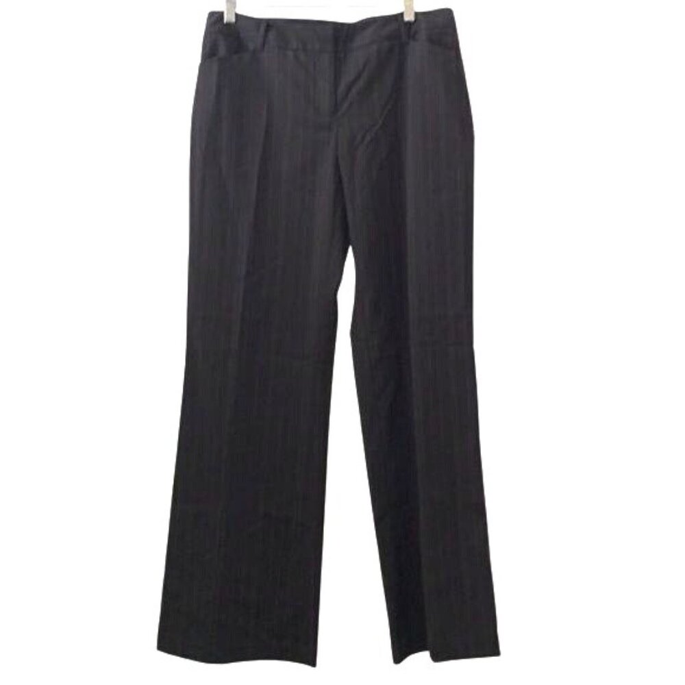AB Studio Womens Pinstripe Brown Wide-Leg Dress Pants Size 10 Polyester/Rayon/Sp
